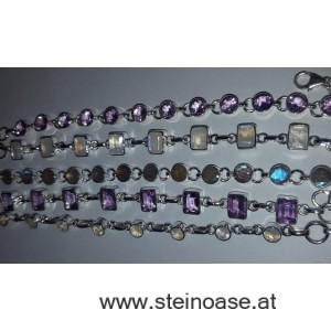 Armband Silber & Mondstein rund, zart